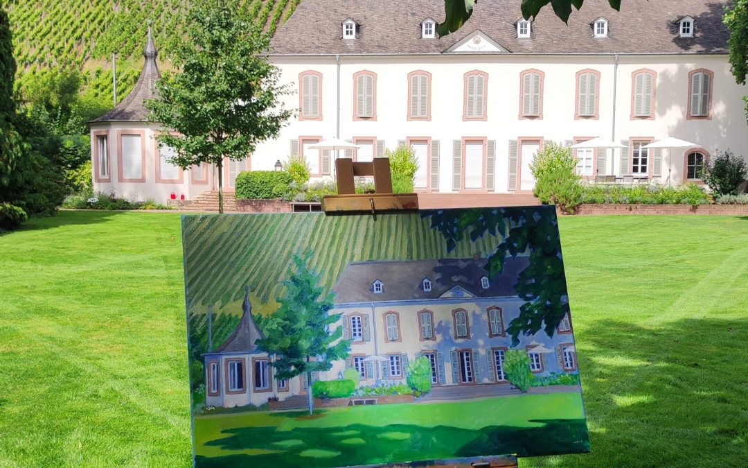 Pleinair malen im Park des Weingut von Othegraven. Tag 2.